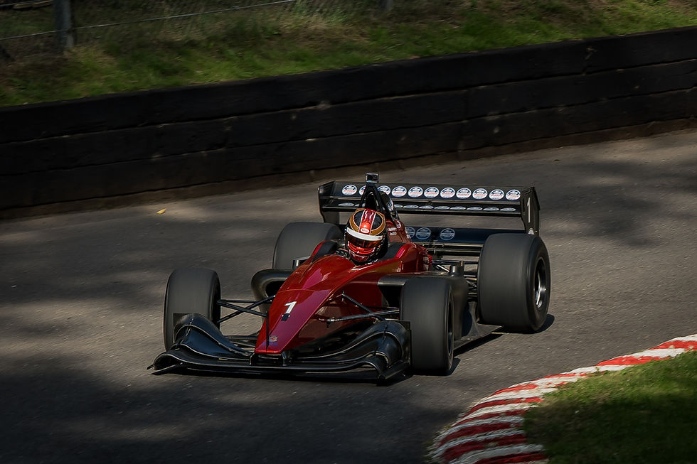 Matt Ryder tips the big Gould into the Esses at Shelsley Walsh on his way to winning the first run-off’– Photo Credit; Stuart Wing @captureyourcarphotography
