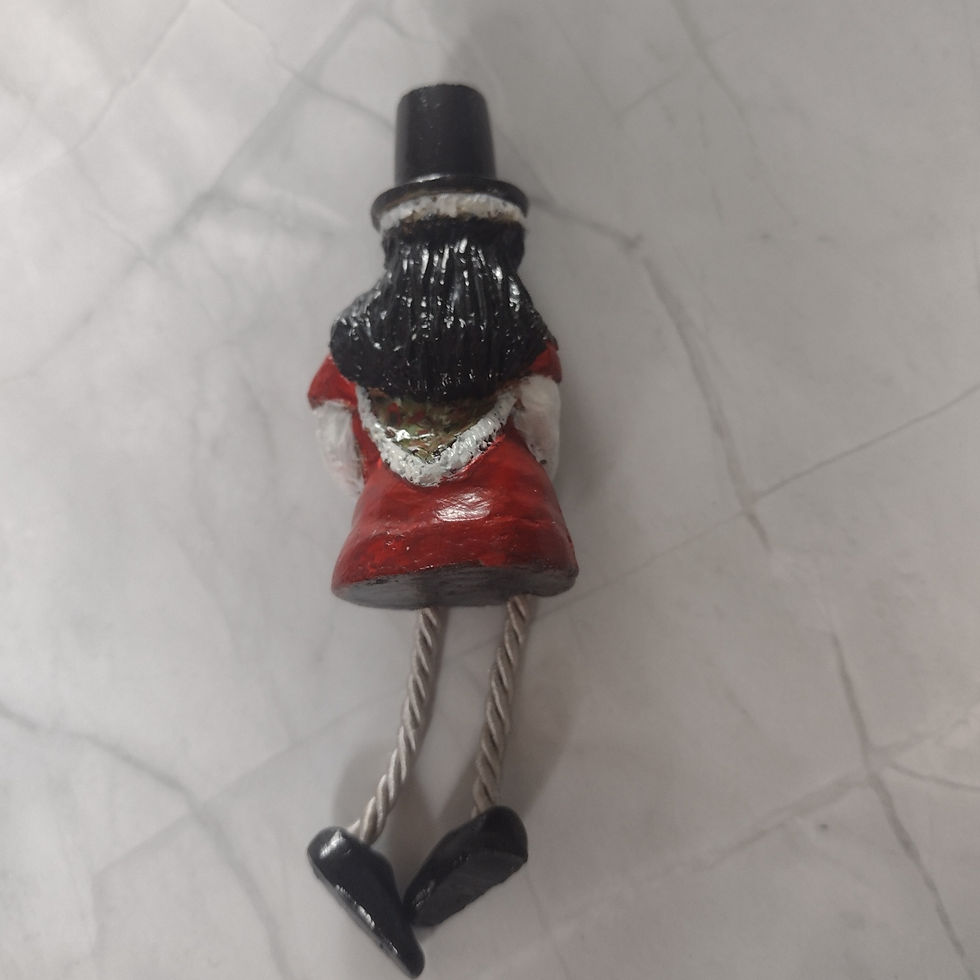 Thumbnail: The back of a decorative handmade doll in a traditional Welsh costume