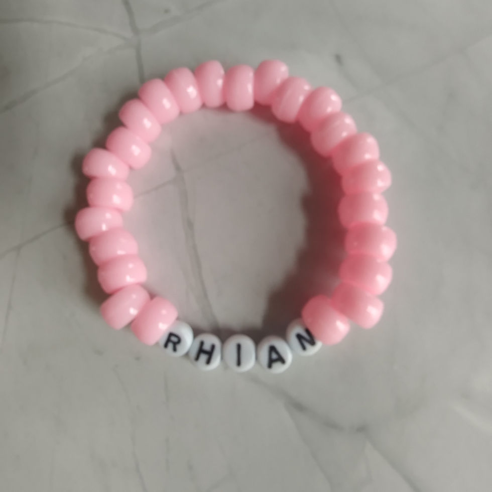 Thumbnail: An example of a single colour named bracelet, in pink