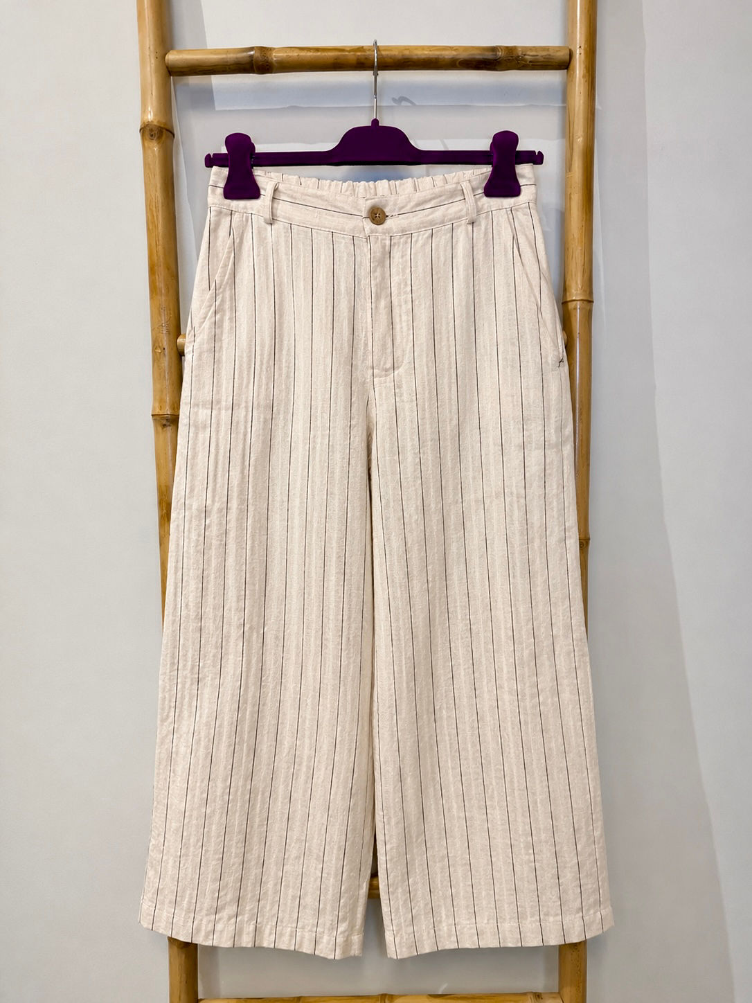 Pantalone in lino a righe 