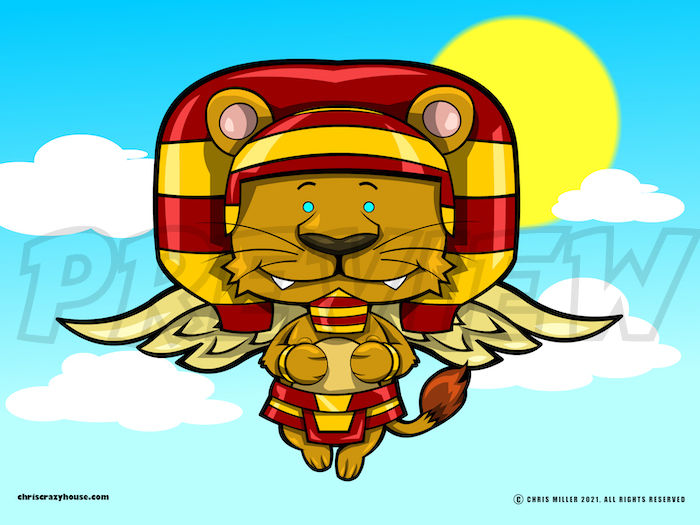 sphinx, sky, cartoon, vector art, cute