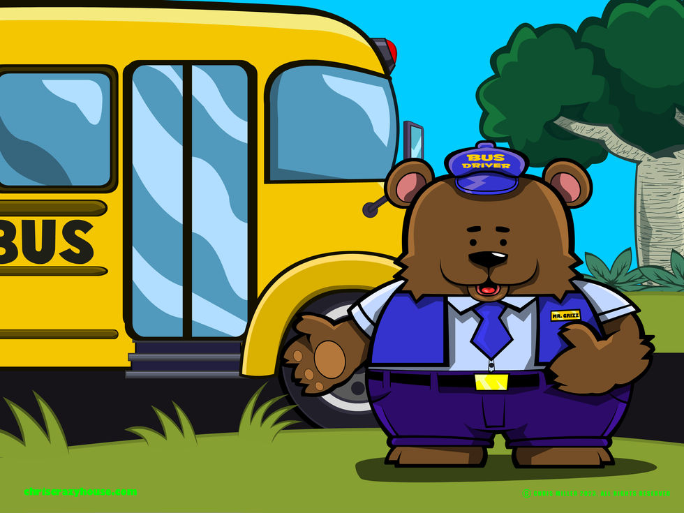 Mr Grizzly the school bus driver