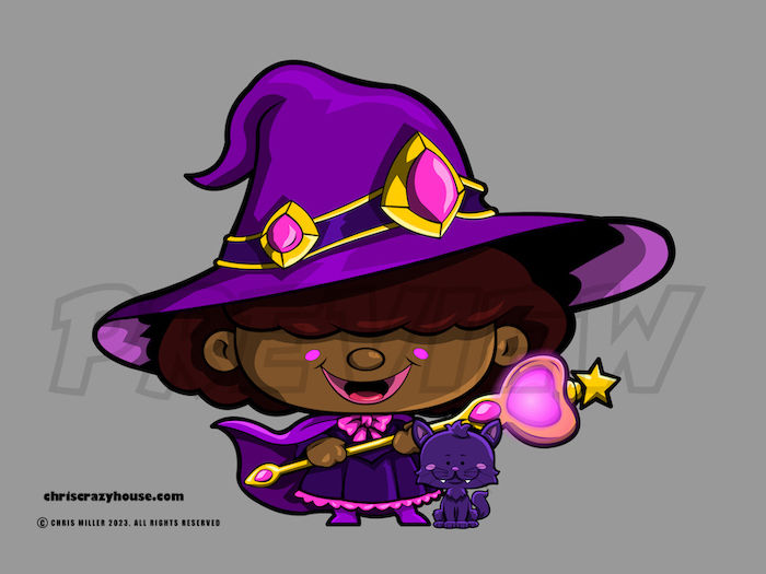 cartoon, vector art, cute, witch, halloween,