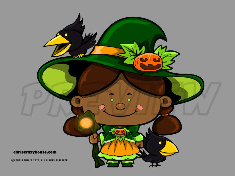Witch, Halloween, crow, pumpkin,