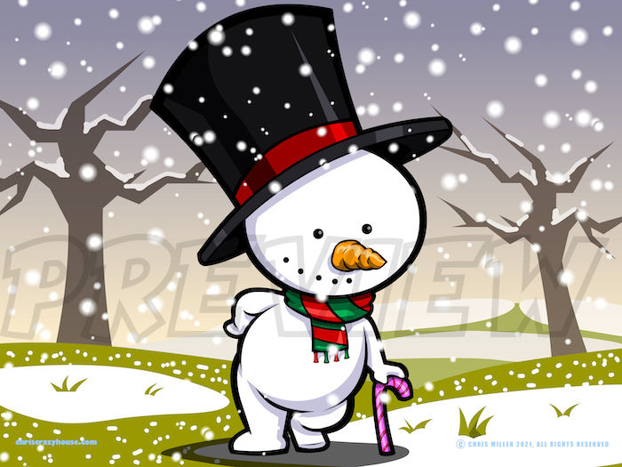 cartoon, vector art, cute, Frosty, Snowman, snow, winter, holiday, Christmas,