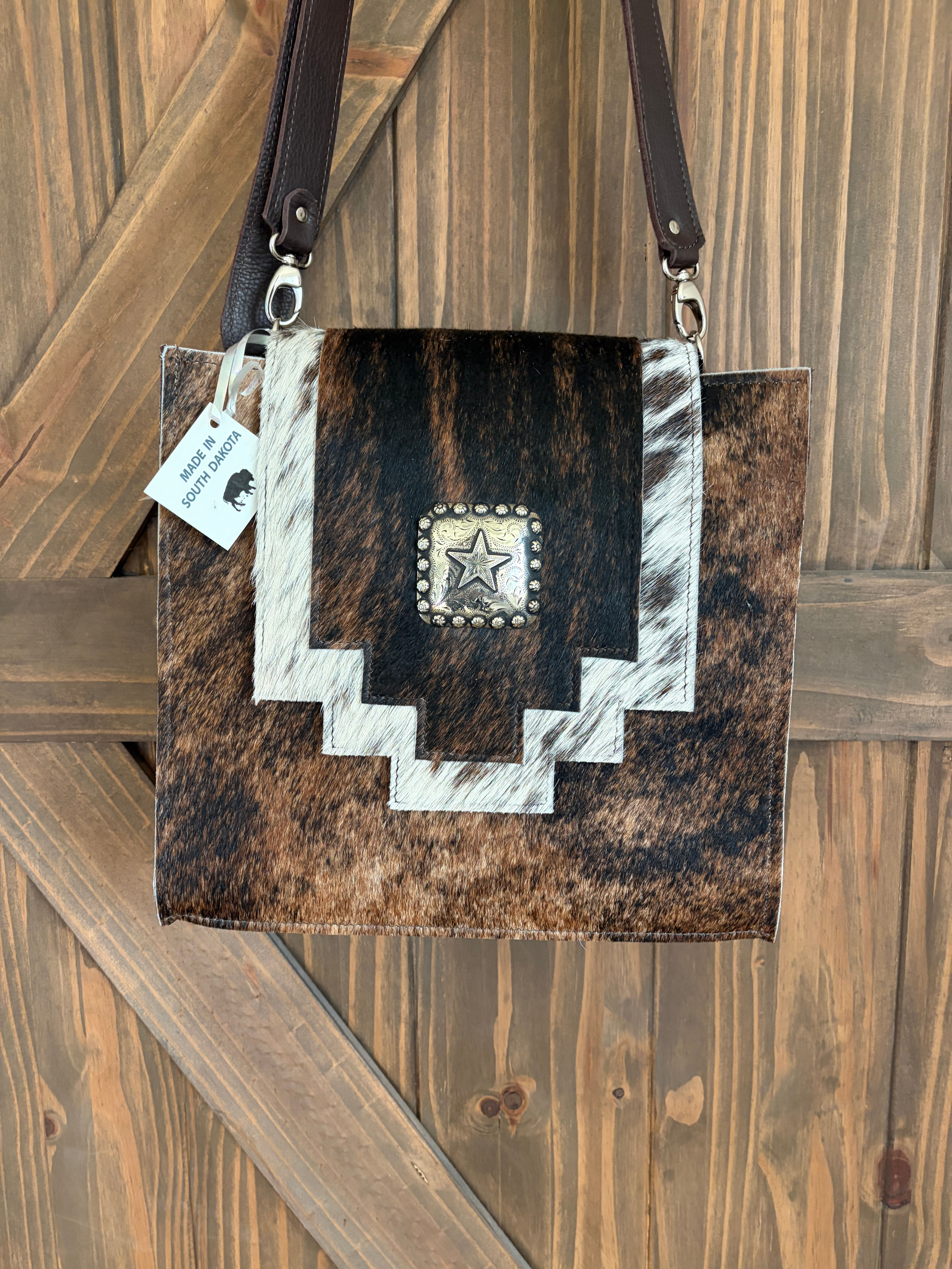 #312 Cowhide Flap Purse with Star Concho