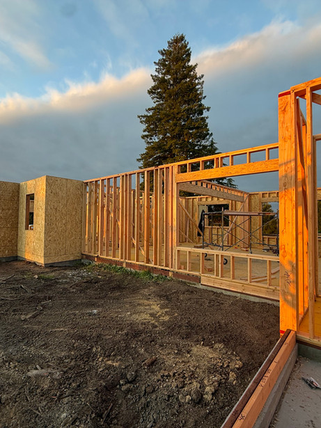 Wall framing and floor system of new custom framing job. 
