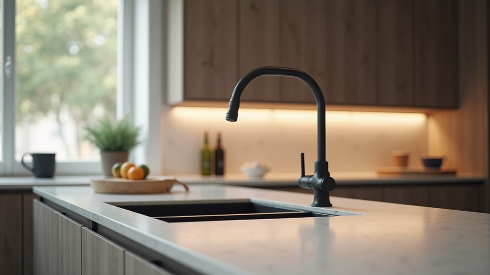 Close-up of a modern kitchen with elegant materials
