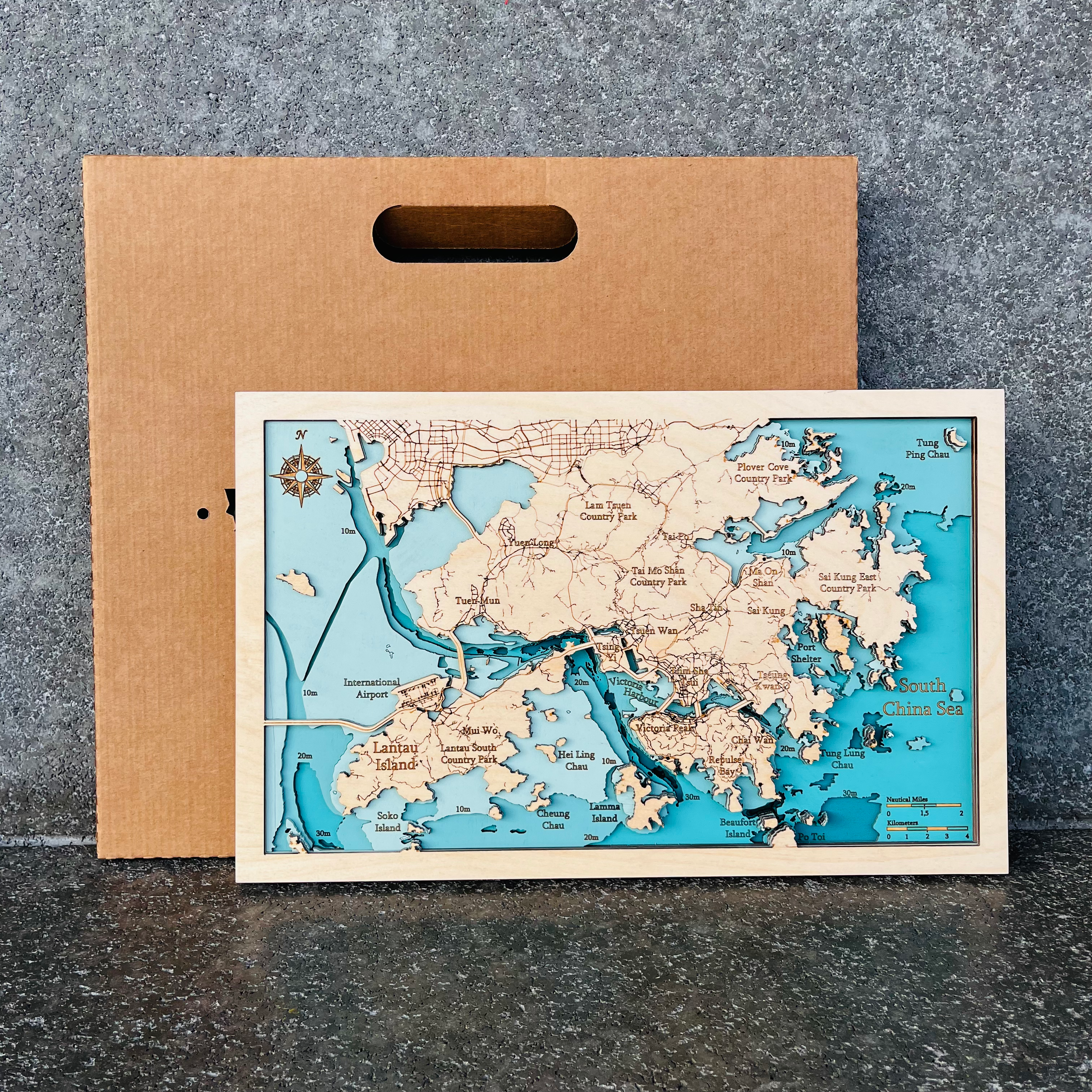 Hong Kong Multi-Layer Wooden Map