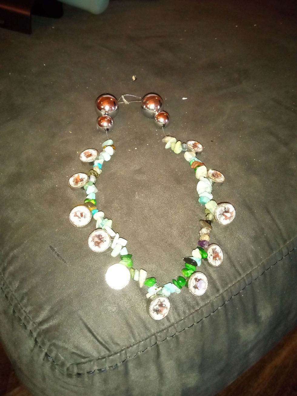 Thumbnail: Multi colored necklace with rhinestones 