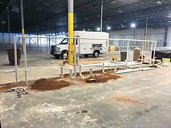 Underground commercial plumbing rough-in before concrete is poured.