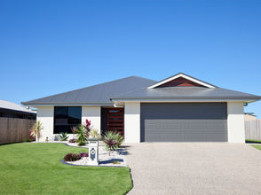 Suburban home with some landscaping