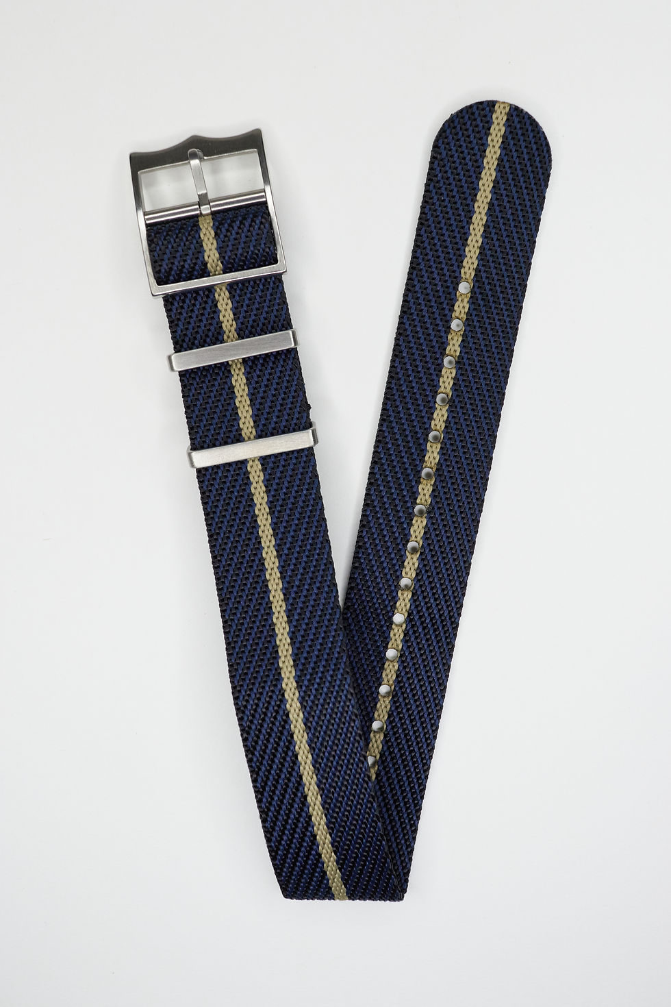 22mm Navy with Beige Nylon & Cotton Watch Strap