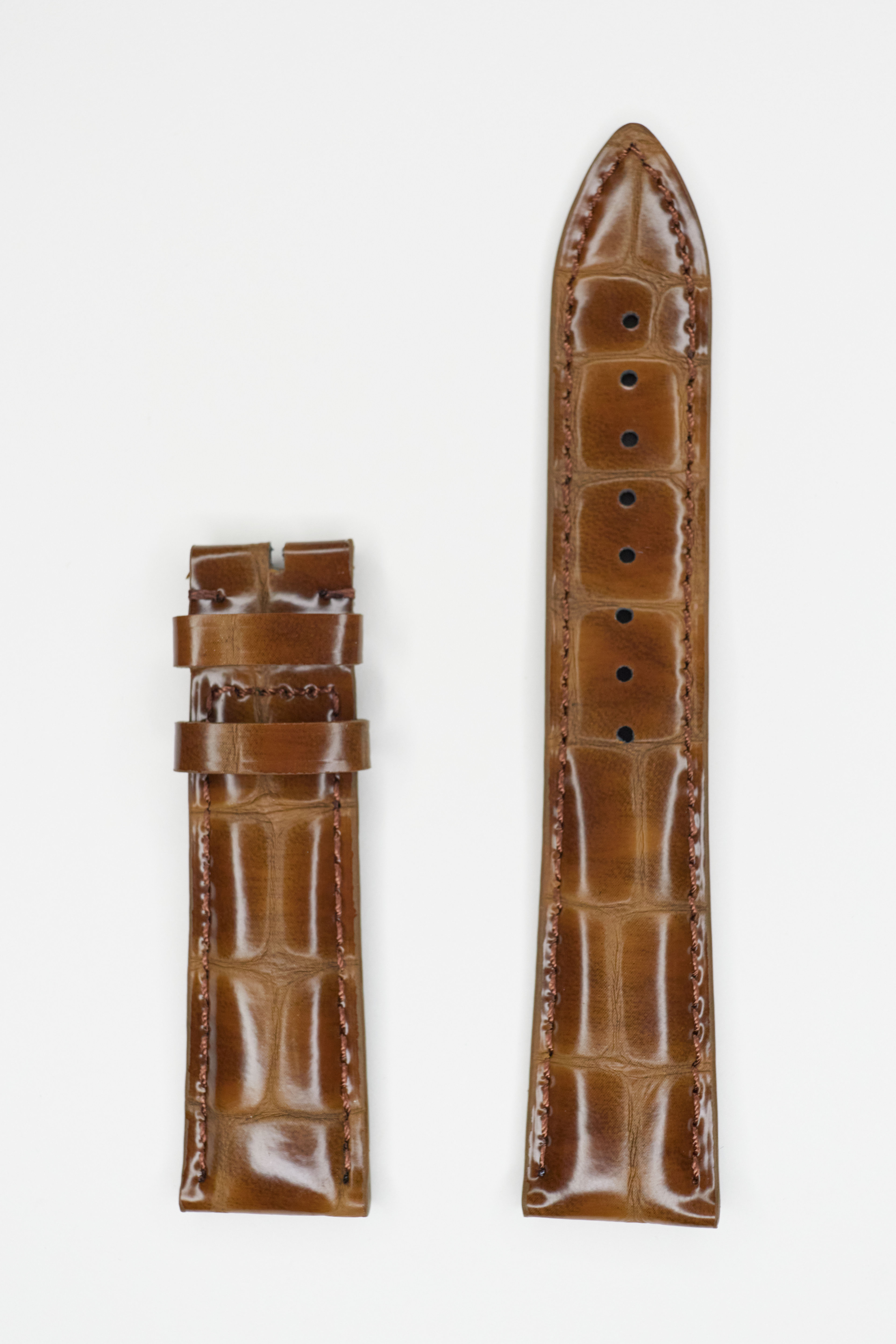 21mm Brown Embossed Leather Watch Strap