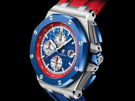 美國隊長配色的AP愛彼皇家橡樹離岸型自動上鍊計時碼錶