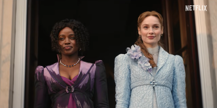 Michaela Sterling and Francesca Bridgerton in Netflix's Bridgerton