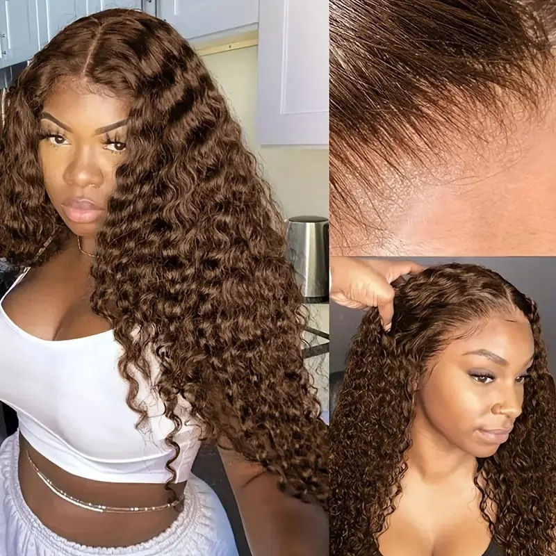 Thumbnail: Long Curly Synthetic Wigs Lace Front