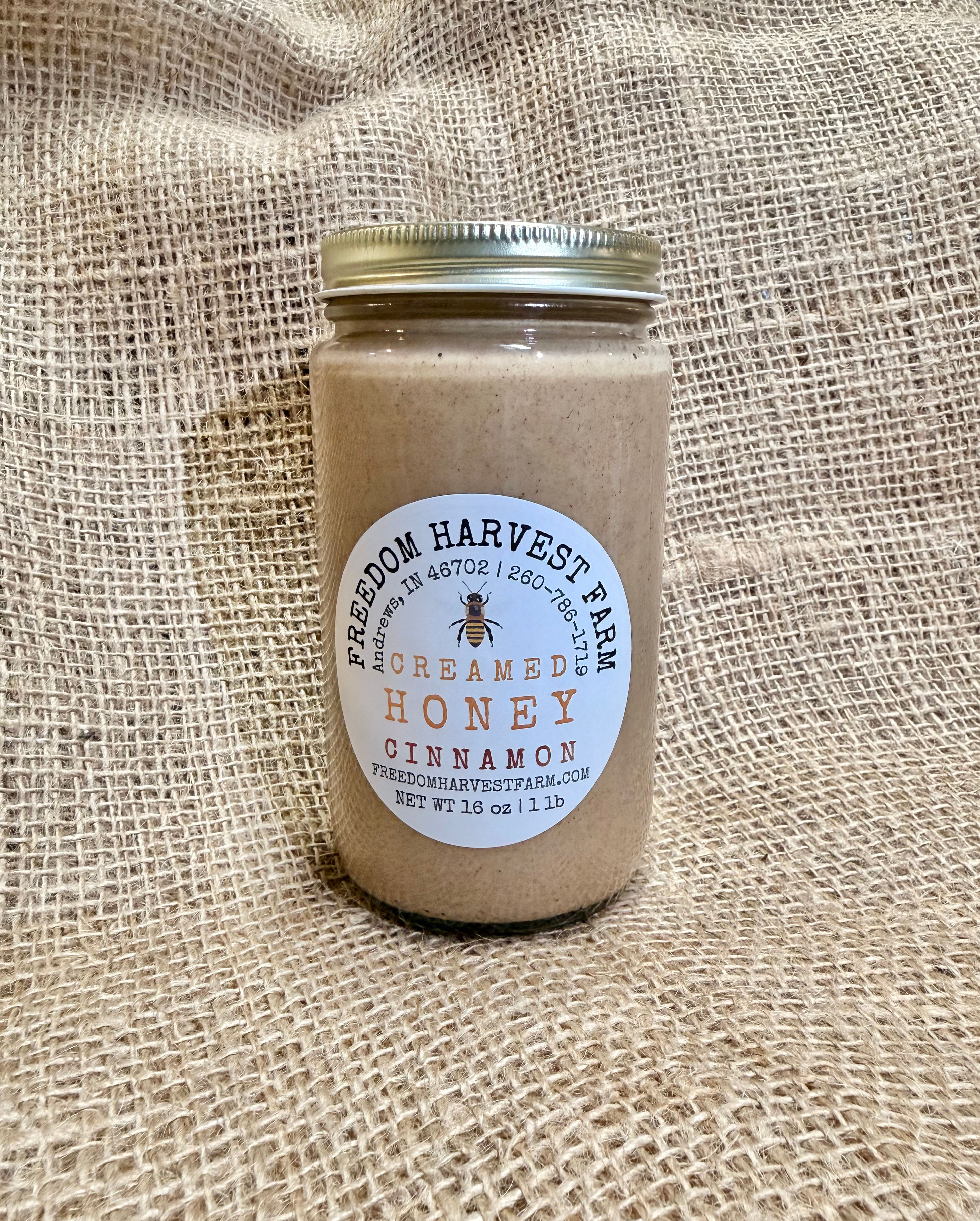 1 lb/16 oz Cinnamon Creamed Honey in Glass Jar