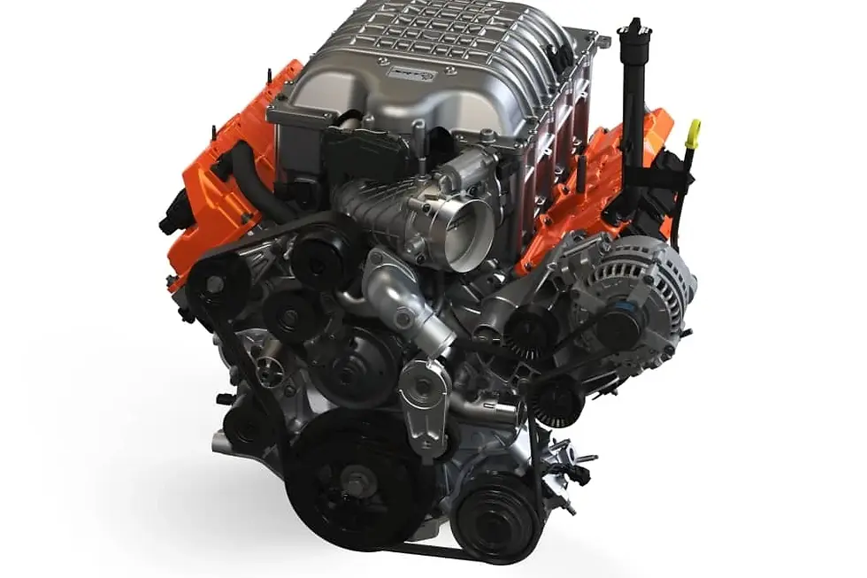 Supercharged 6.2L HEMI V8, the 777 horsepower engine in the Ram 1500 Rumble Bee SRT