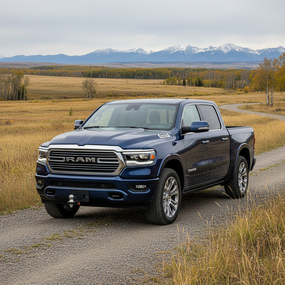 2026 RAM 1500 Limited rear view with Class IV hitch receiver and towing equipment