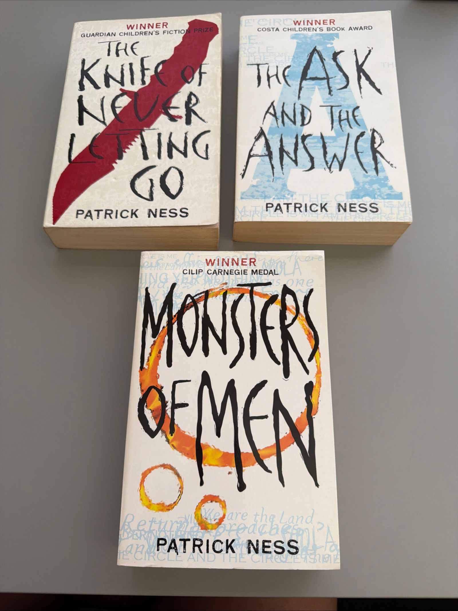 Knife of Never Letting Go, The Ask and the Answer & Monsters of Men