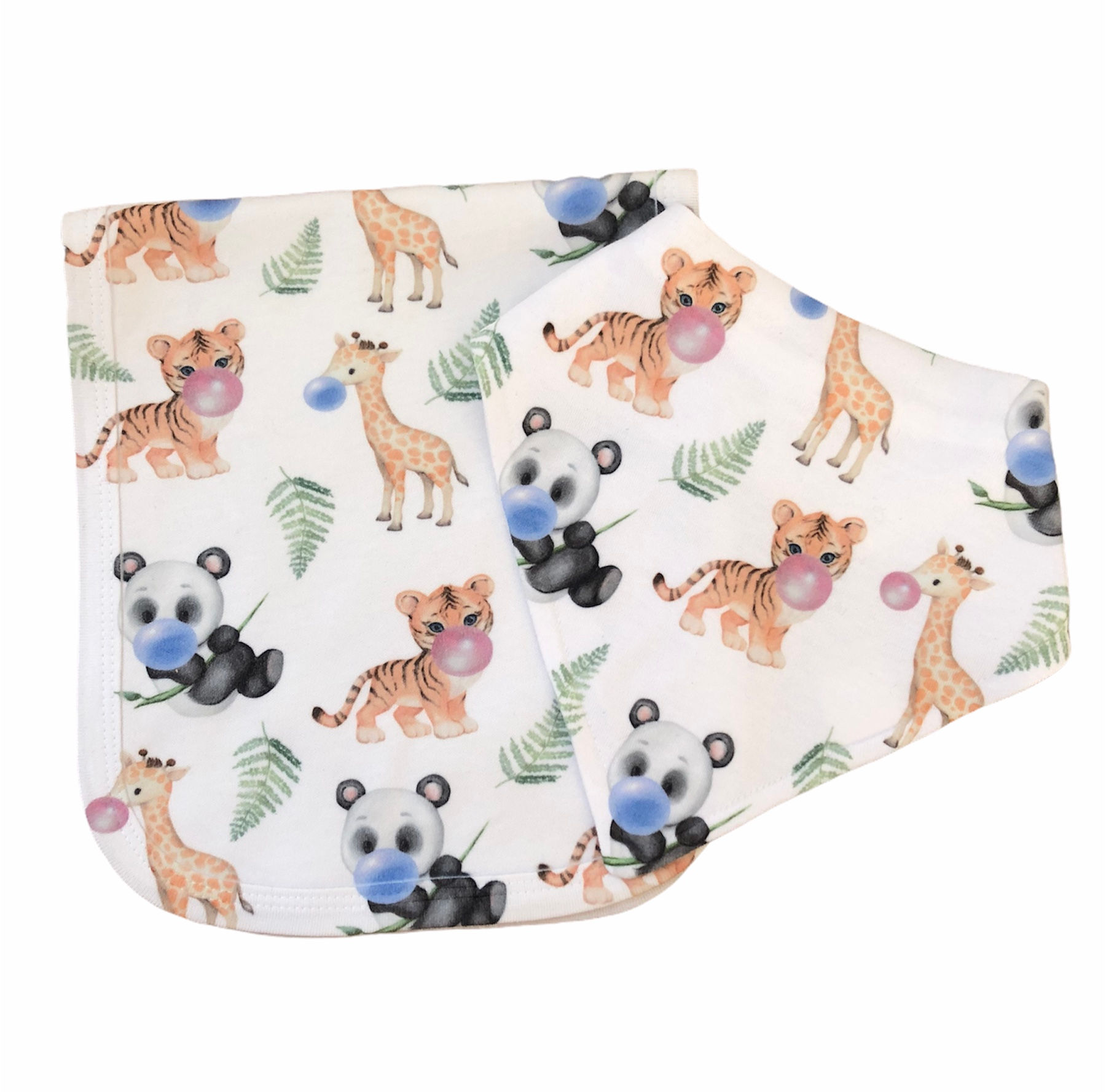 Bubblegum baby animals burp cloth and bib