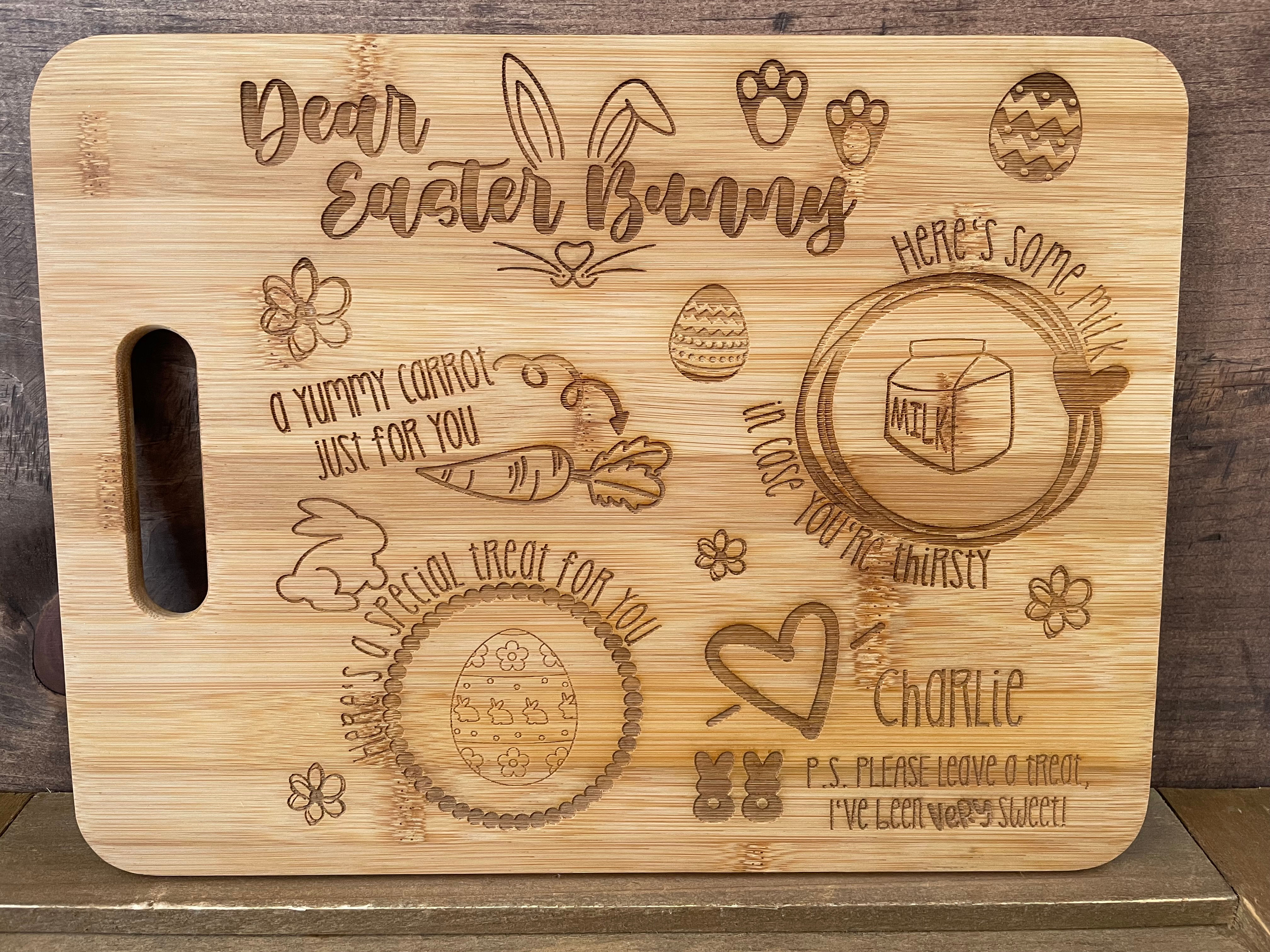 Dear Santa and Easter Bunny cutting board