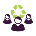 Recycling sign and people