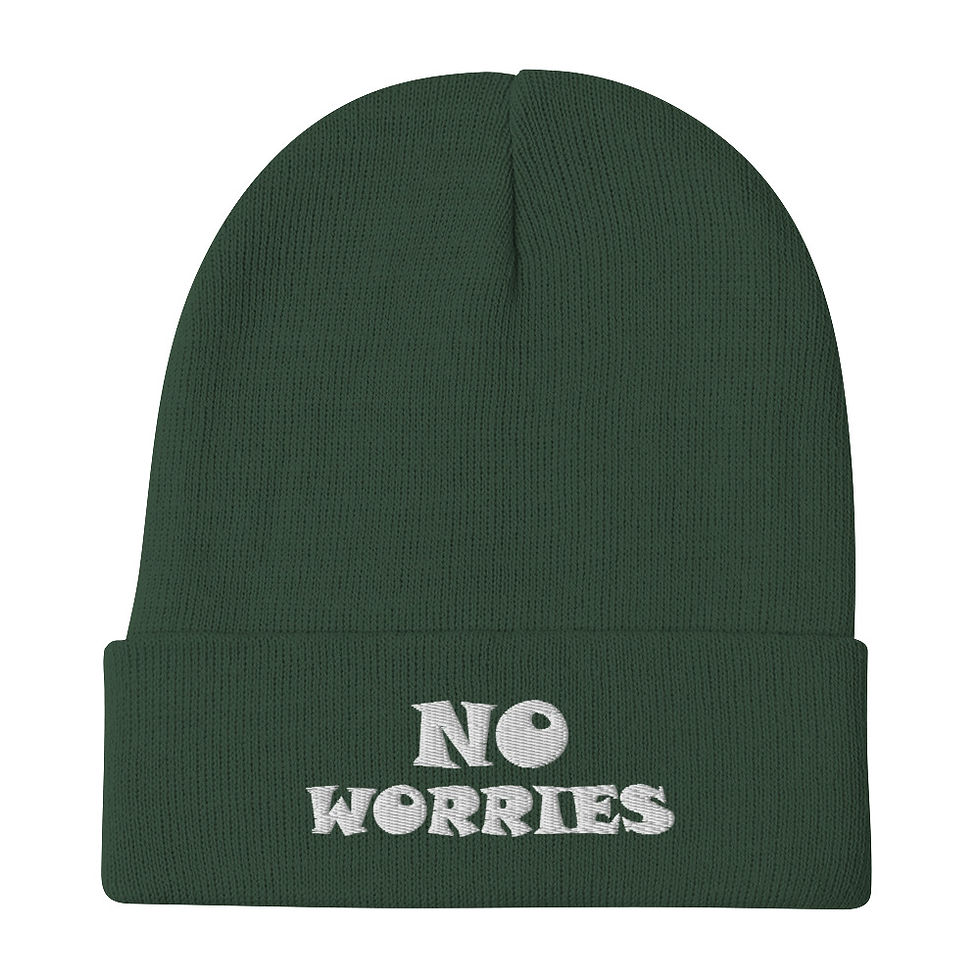 Thumbnail: "No Worries" Embroidered Beanie