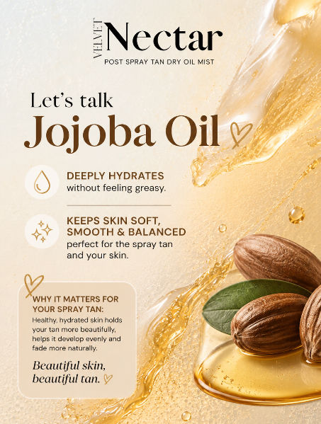 Velvet Nectar Australian first post spray tan hydrating oil mist contains jojoba oil