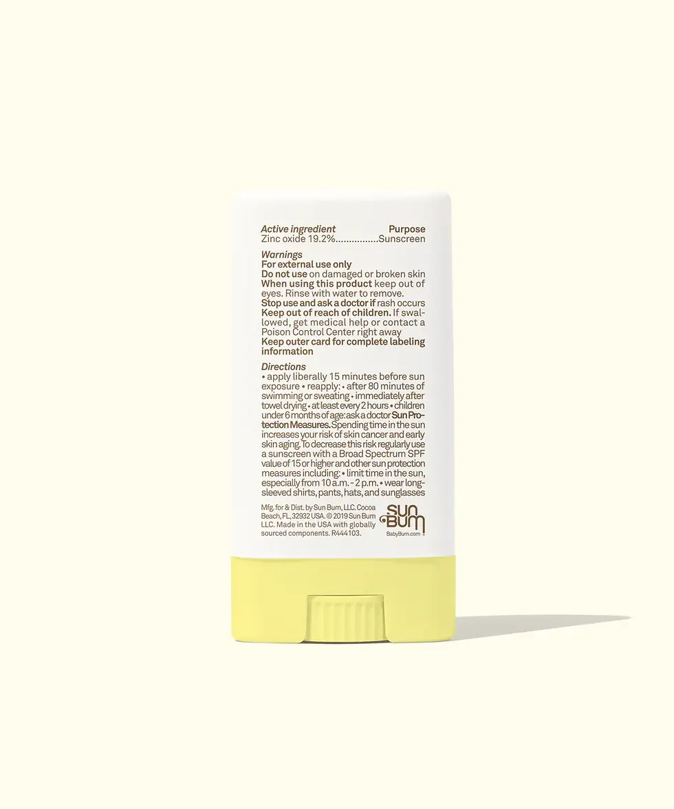 Baby Bum sunscreen mineral stick ingredients SPF50 Sun Bum