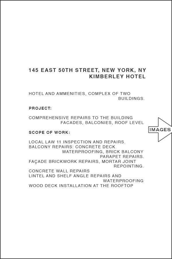 extensive restoration project at 145 East 50th Street, New York, NY, home to the Kimberley Hotel, a complex comprising two bu