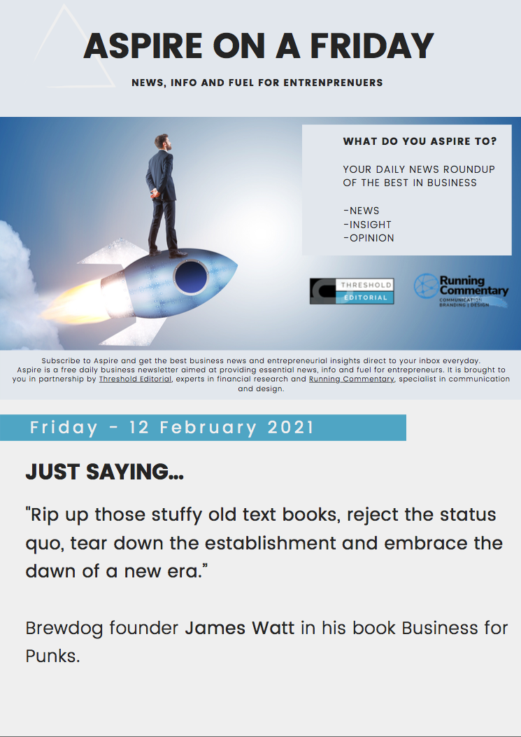 A newsletter showing a picture of a man riding a rocket.