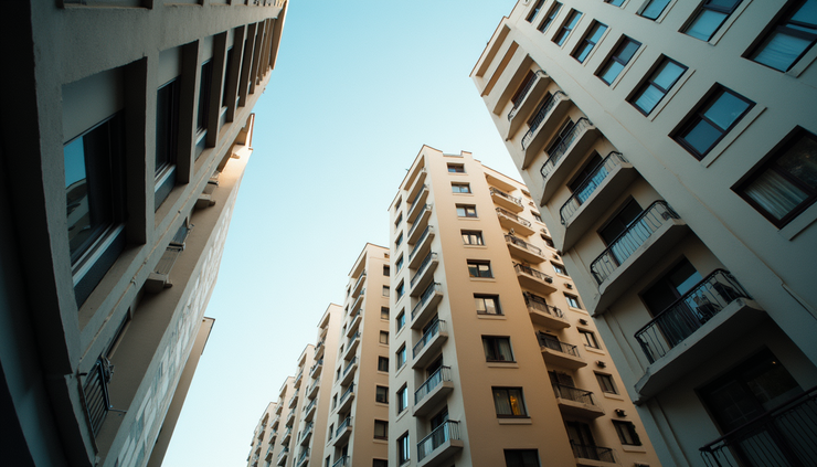 目線の高さから見た都市部の集合住宅群
