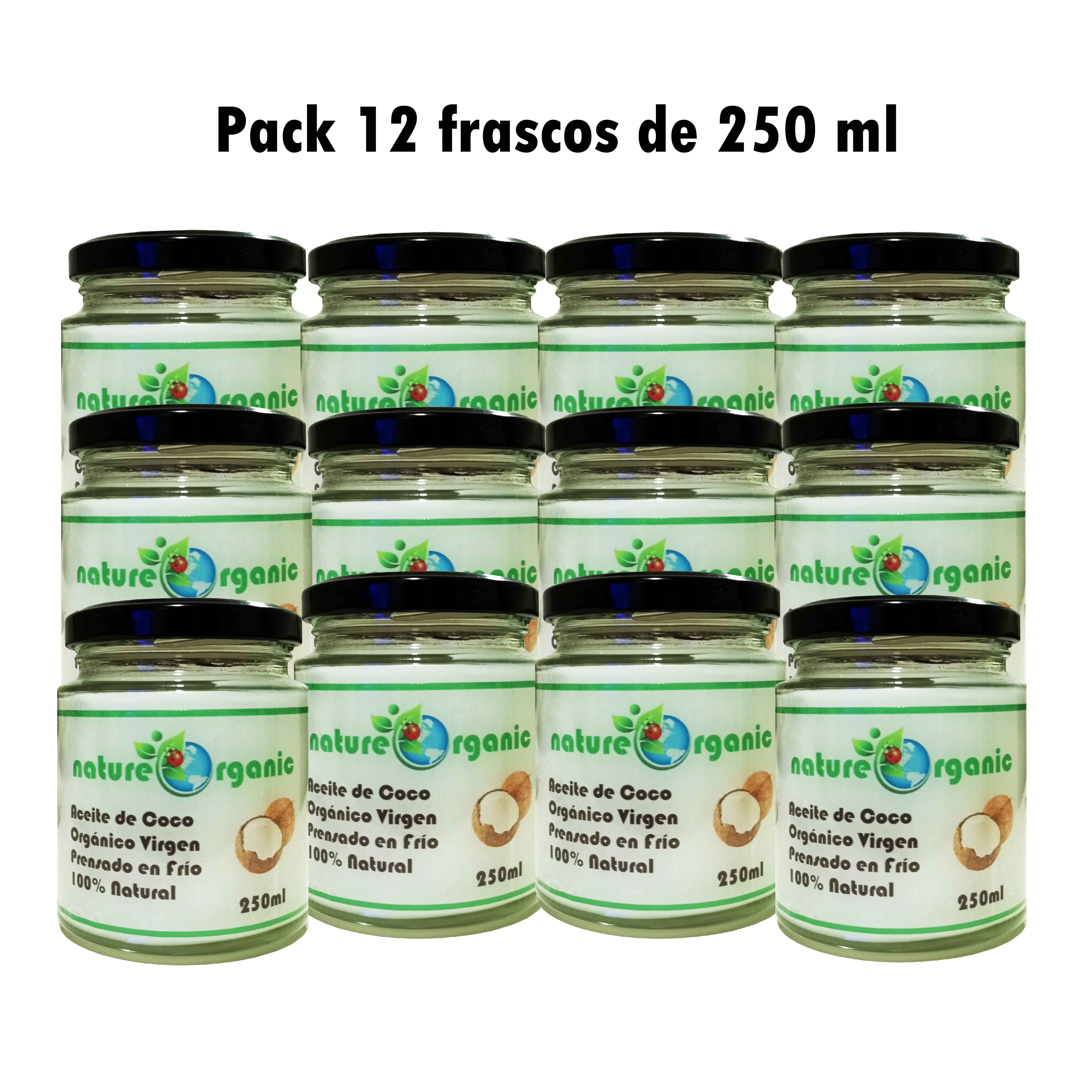 Aceite de coco orgánico virgen Nature Organicpack 12 frascos 250 ml