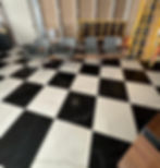 Polished black and white checkered floor in Central Florida.