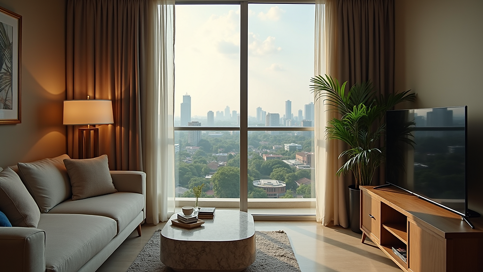 High angle view of a luxurious serviced apartment in Malaysia