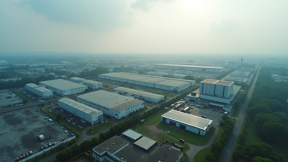 High angle view of industrial park with multiple factory units in Semenyih