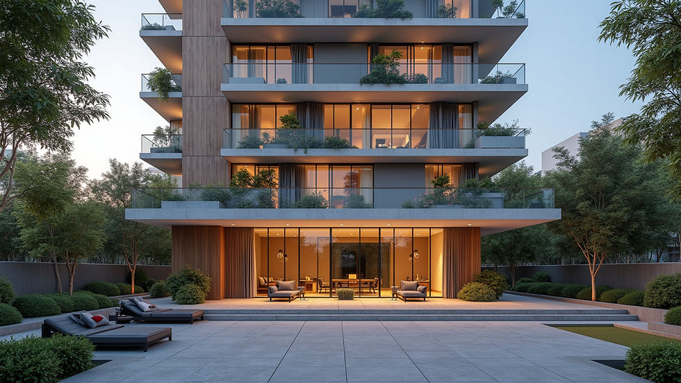 Eye-level view of Amora 9 Residence building exterior