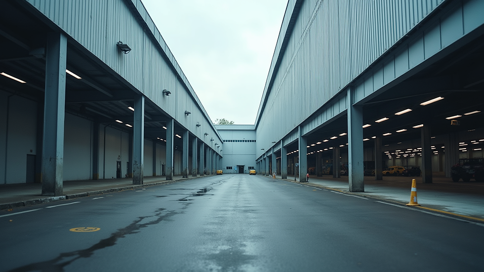 Eye-level view of a modern industrial factory building in Semenyih