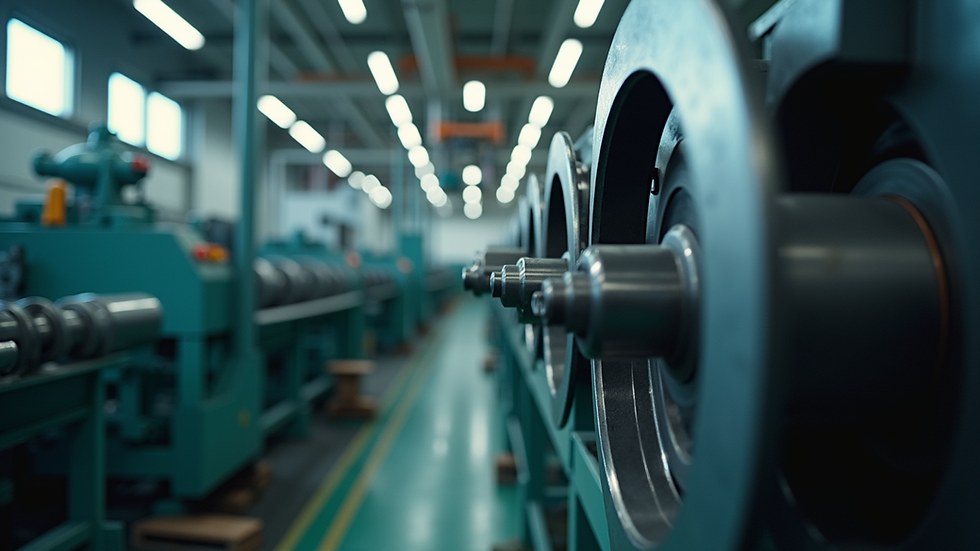 Close-up view of industrial machinery inside a factory