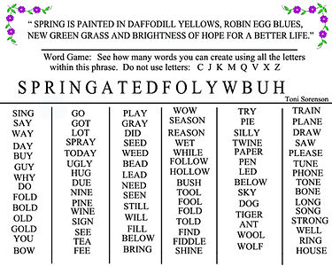 spring trivia phrase word board game senior activity
