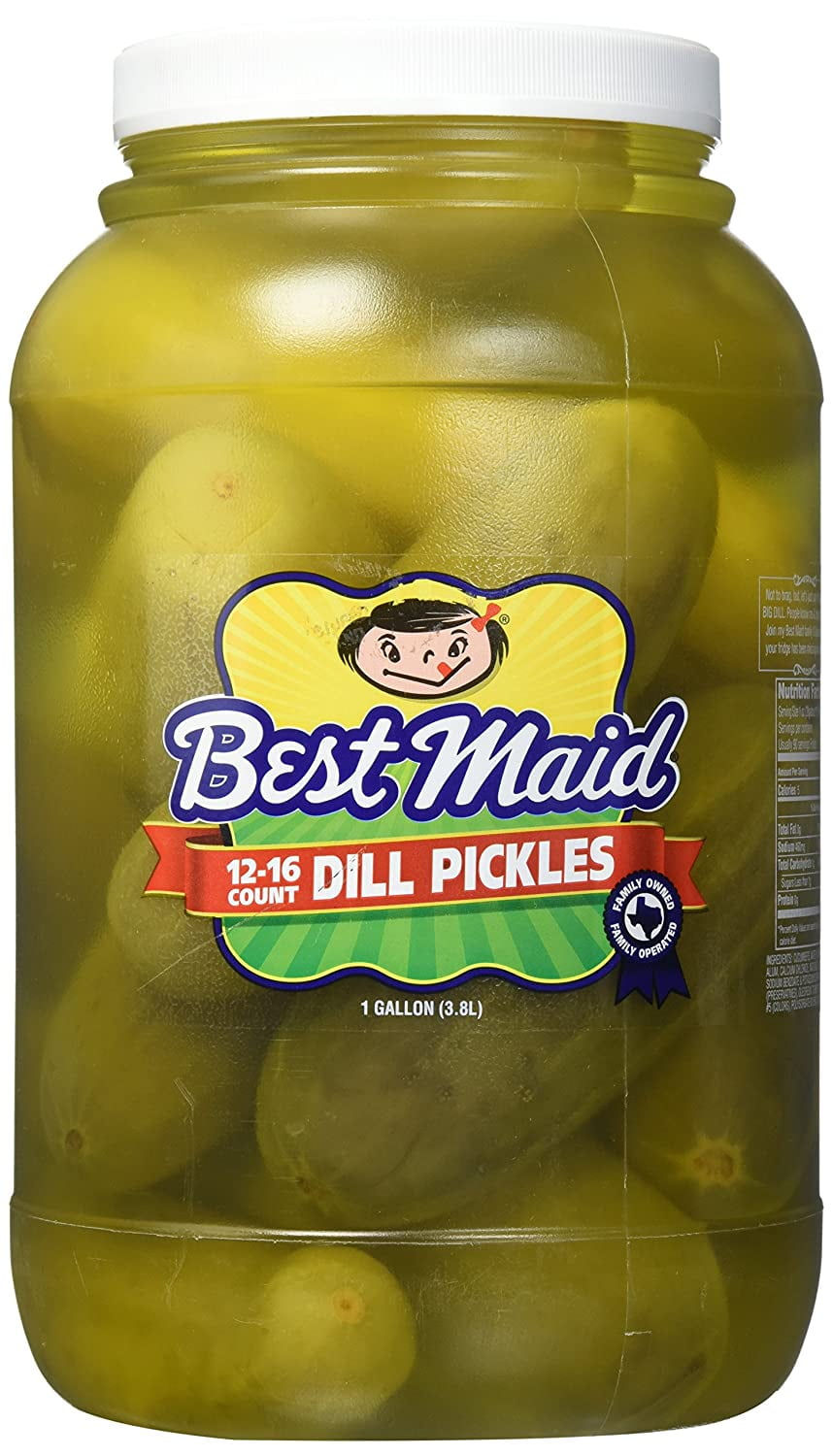 Best Maid Whole Dill Pickles, 1 gallon jar, 128 oz, Kosher Certified, 12-16 whole dills per jar