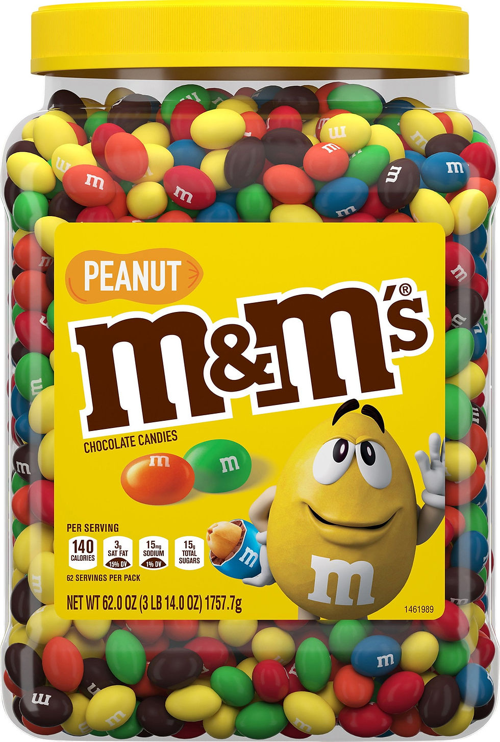 M and M Peanut Milk Chocolate Candy Bulk Jar (62 Ounce)