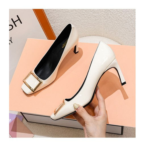 Heeled Square Buckle Pumps