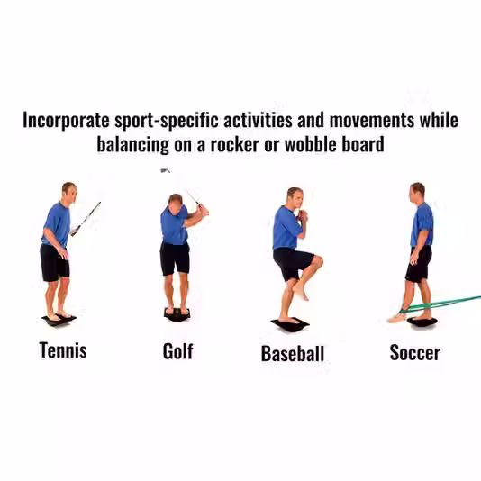 Physical therapy patient recovering from an ankle sprain using a TheraBand Wobble Board