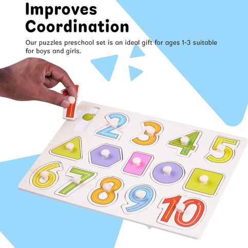 Wooden Numeric Board promotes hand eye coordination