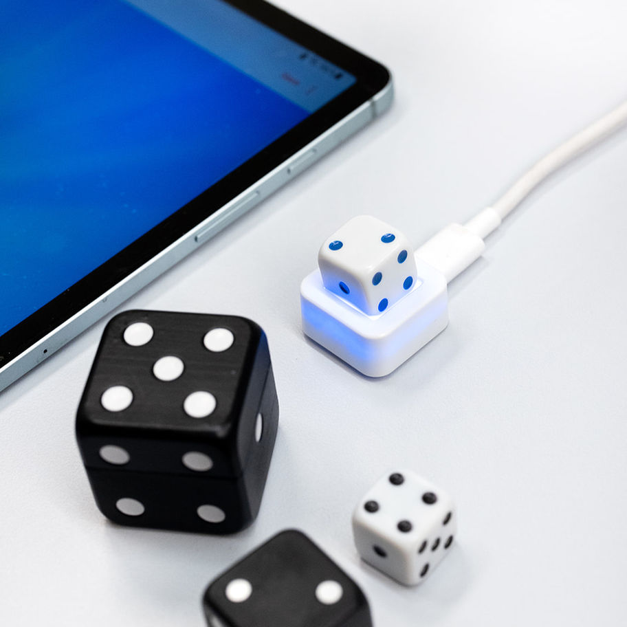 playing with the BoBo Dice on a balance board