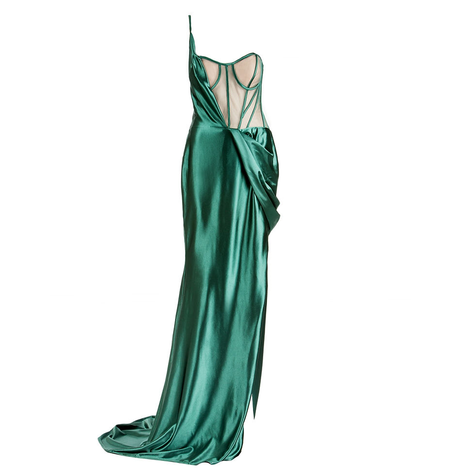 Miniatura: Nel respiro del silenzio — abito in cotone verde navy