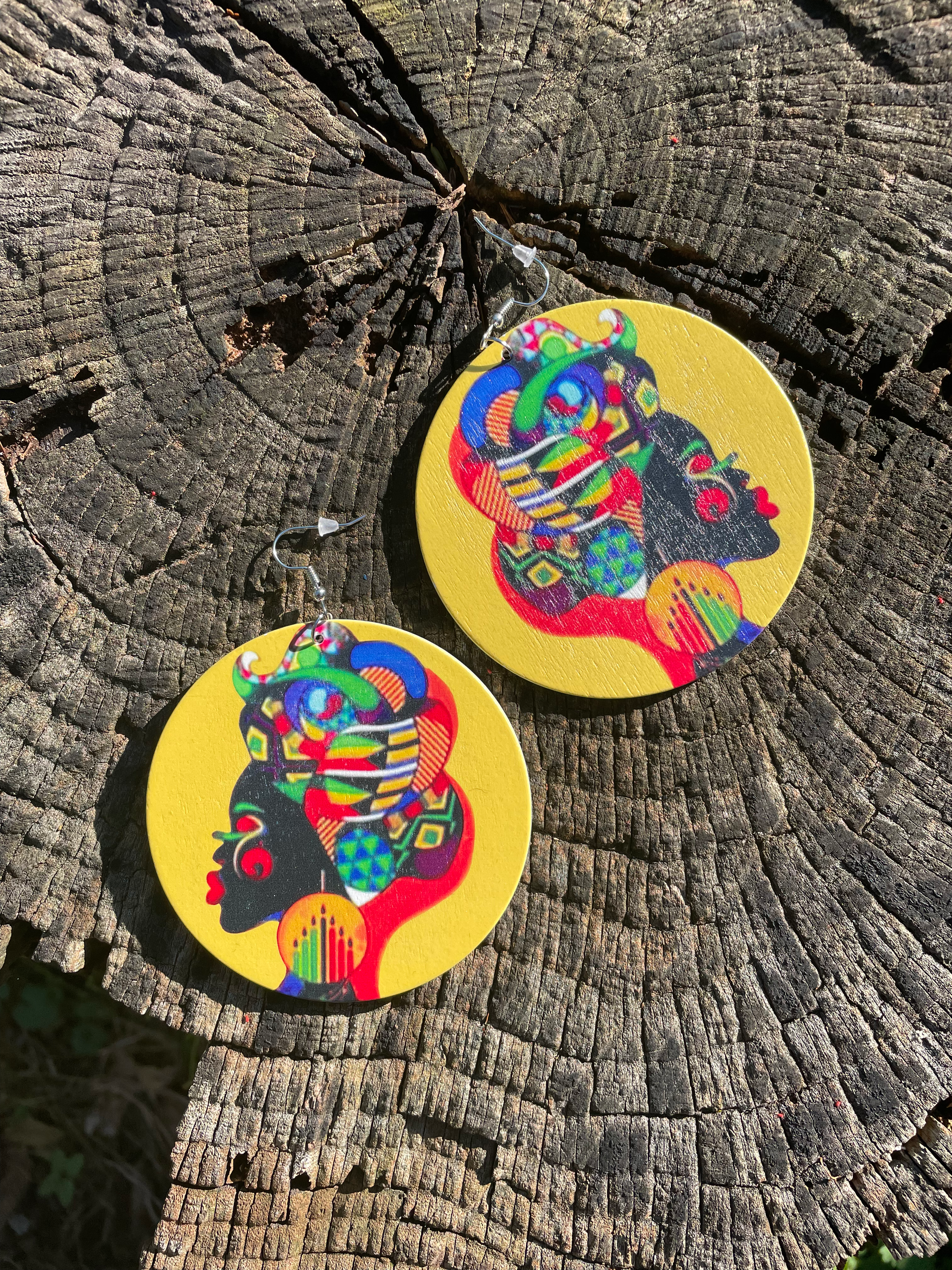 Tropical Queen Wooden Earrings